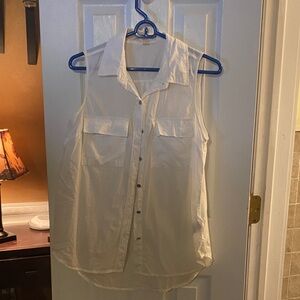 MICHAEL Michael Kors White Sleeveless Button Down Shirt